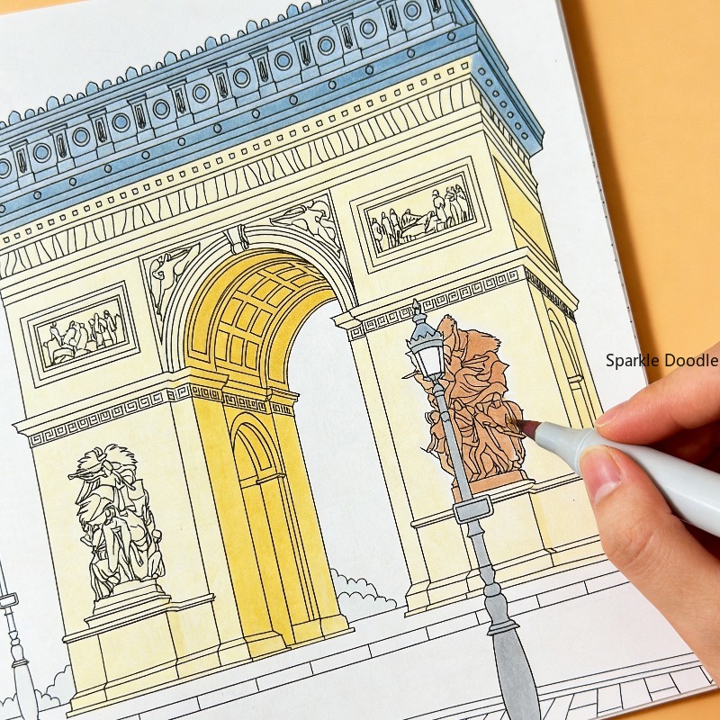 Photography Book - สมุดระบายสีลายเส้นความละเอียดสูง, สมุดลายกราฟฟิตี้ลายวิวทิวทัศน์ยุโรป, สมุดวาดภาพระบายสีด้วยมือเพื่อคลายเครียด